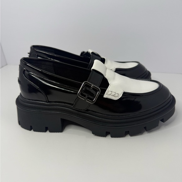Sam Edelman Black & White Patent Mary Jane Chunky Platform Loafers W Size 7 - Picture 3 of 9